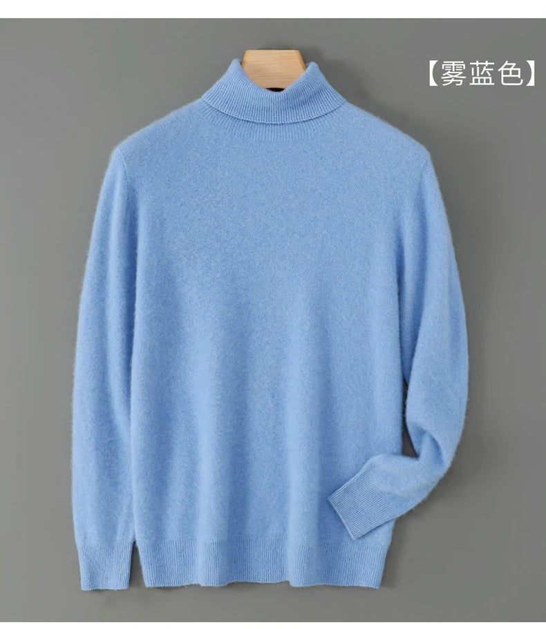 100% wool high neck sweater with pullover for men, autumn and winter warm and full sleeved hot selling new knitted  base sweater