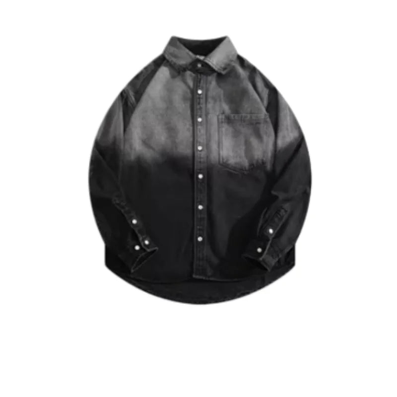 Men's Black Gray Denim Shirt