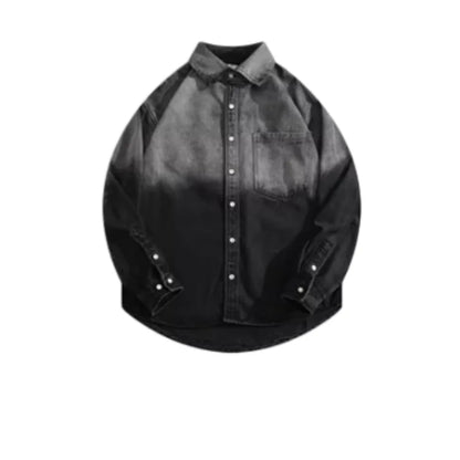 Men's Black Gray Denim Shirt