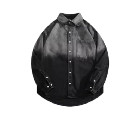 Men's Black Gray Denim Shirt
