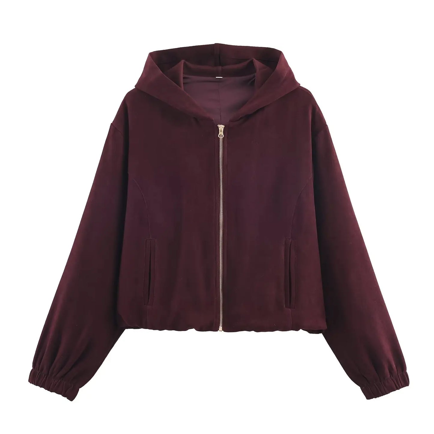 HH Women Fashion Pants Suit Solid Long Sleeves Pocket Hooded Zipper Short Jacket+Casual Loose Drawstring Street Wide Leg Pants