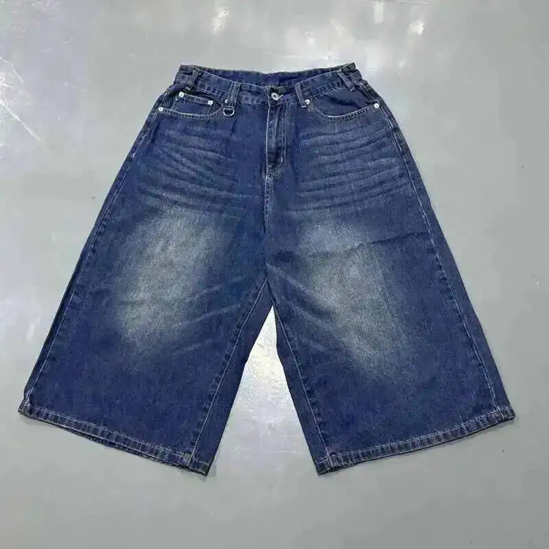 IEFB Summer Men's Denim Pants Old Blue Washed Male Jeans Straight Casual Menwear Loose Wide Leg Trousers New Fashion 9C354