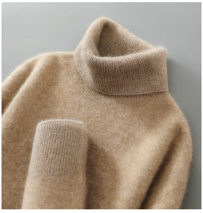 100% wool high neck sweater with pullover for men, autumn and winter warm and full sleeved hot selling new knitted  base sweater
