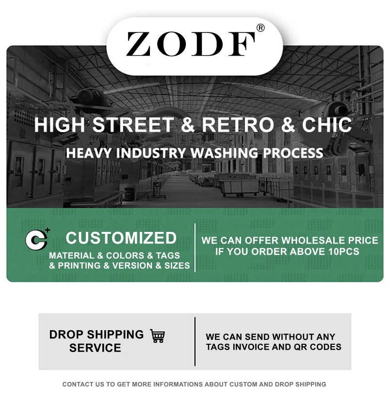 ZODF Retro 2024 Autumn 275gsm Washed Cotton T-Shirt Unisex Oversized Solid Long Sleeve O-Neck T Shirt Brand Tops HY0948