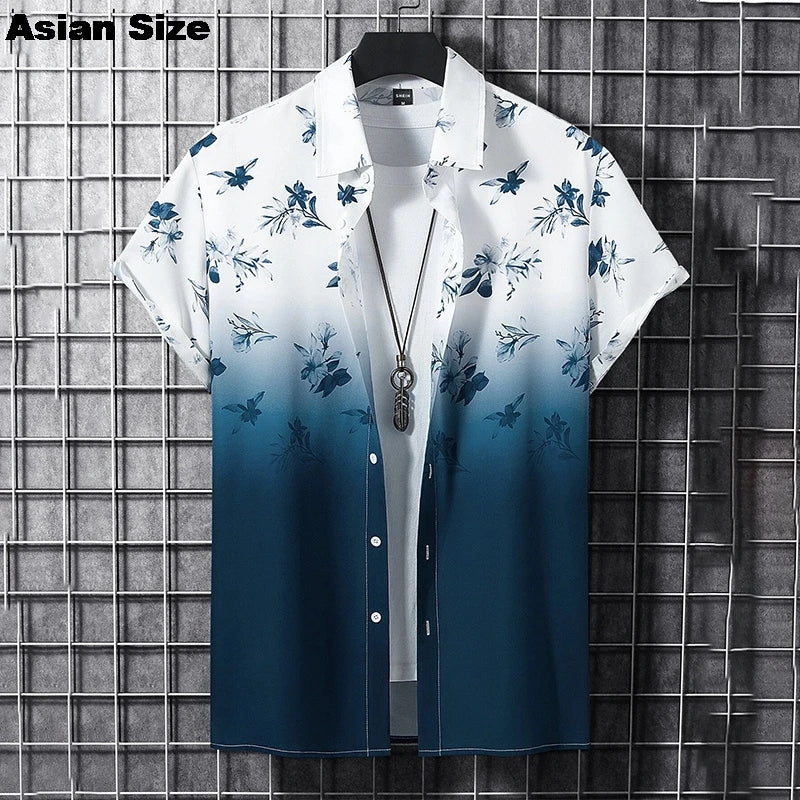 2025 Vintage Summer 3D Graffiti Blossom Printed Shirts For Men Clothing Fashion Streetwear Unisex Hawaiian Shirts Blouses Tops