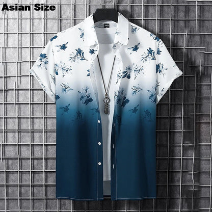 2025 Vintage Summer 3D Graffiti Blossom Printed Shirts For Men Clothing Fashion Streetwear Unisex Hawaiian Shirts Blouses Tops