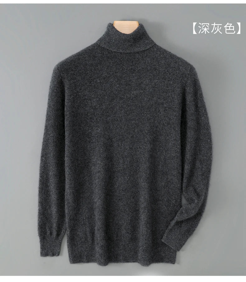 100% wool high neck sweater with pullover for men, autumn and winter warm and full sleeved hot selling new knitted  base sweater