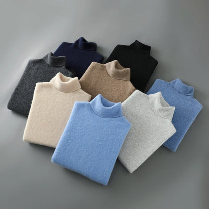 100% wool high neck sweater with pullover for men, autumn and winter warm and full sleeved hot selling new knitted  base sweater