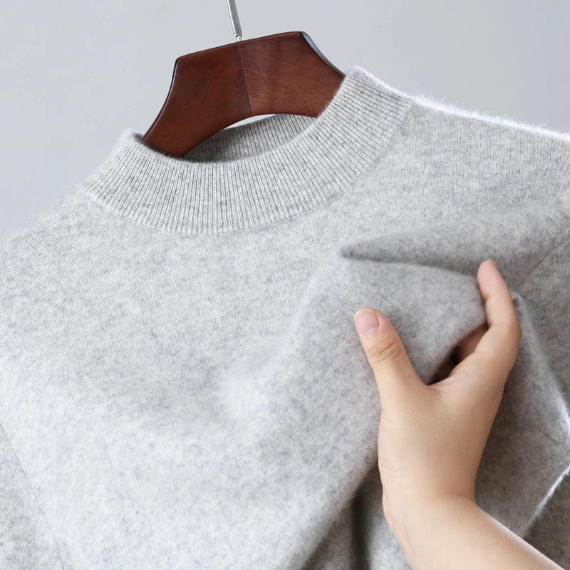 100% wool high neck sweater with pullover for men, autumn and winter warm and full sleeved hot selling new knitted  base sweater
