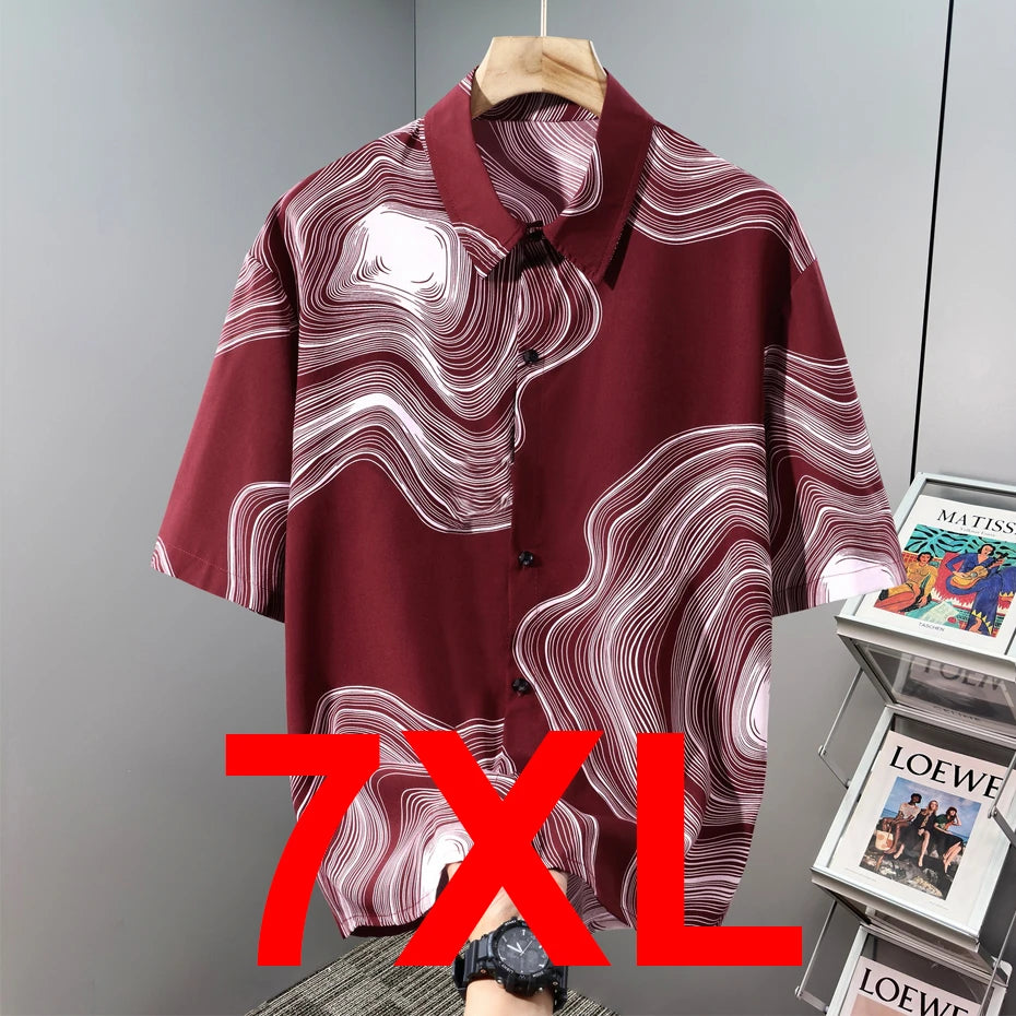 Hawaiian Beach Short Sleeve Shirts Men Summer Cool Shirts 10XL Plus Size Male Shirts Big Size 10XL