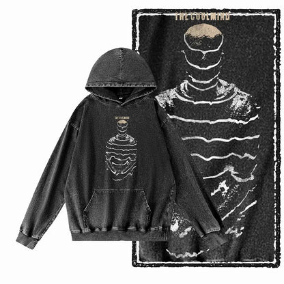 G14 Acid Washed Black o-neck 100% Cotton COOLMIND  Printed Men's Hoodies |  Streetwear Big Size Cool men's Hoodie