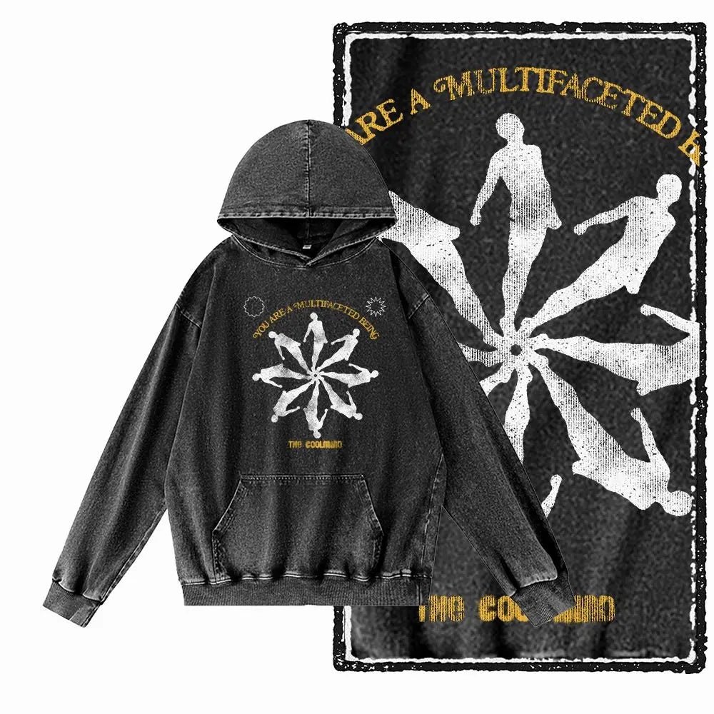G15 Acid Washed Black Cool 100% Cotton COOLMIND  Printed Men's Hoodies |  Streetwear Big Size O-neck men's Hoodie