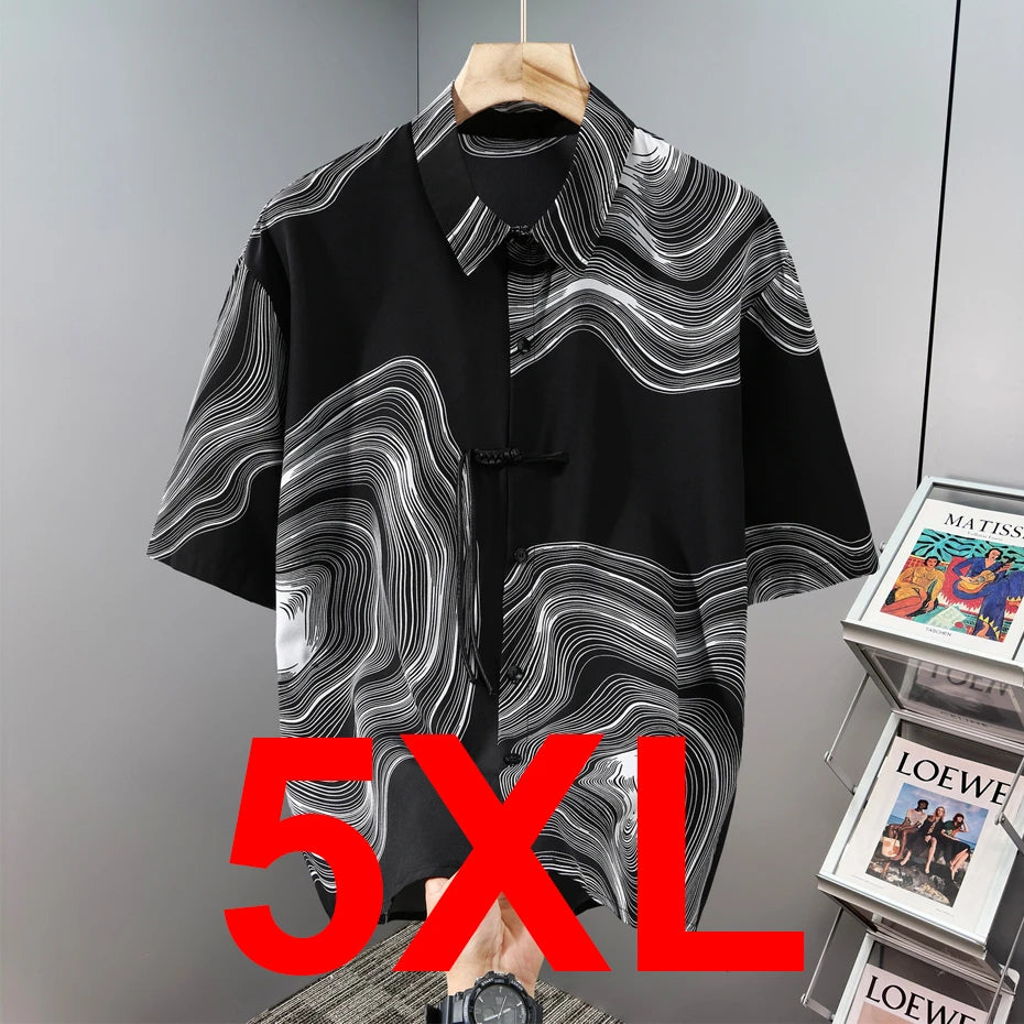 Hawaiian Beach Short Sleeve Shirts Men Summer Cool Shirts 10XL Plus Size Male Shirts Big Size 10XL