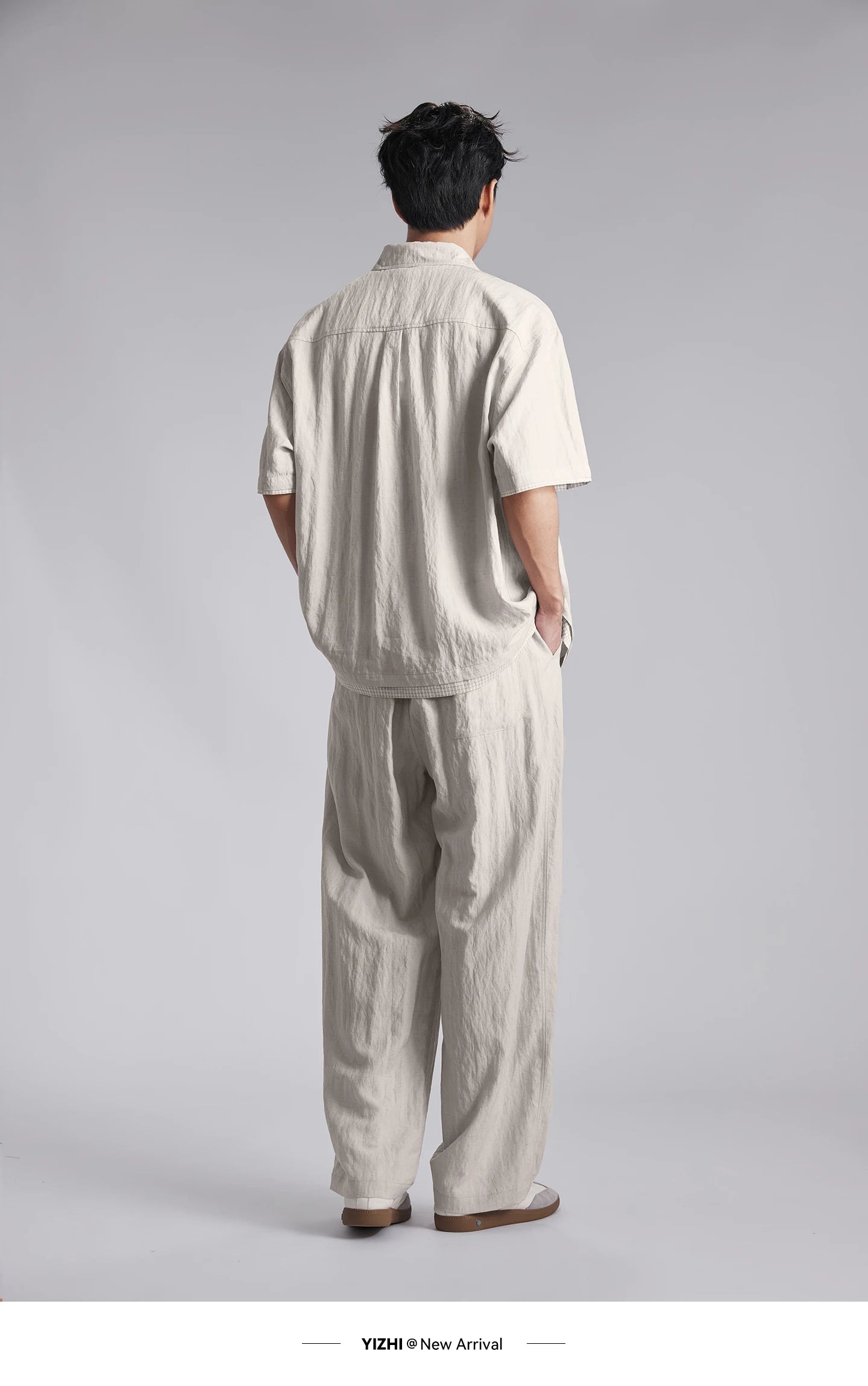 Fashion Men's Lyocell Linen 2-Piece Set 2026 Summer Turn-Down Collar Loose Casual Cool Touch Shirt and Shorts Set