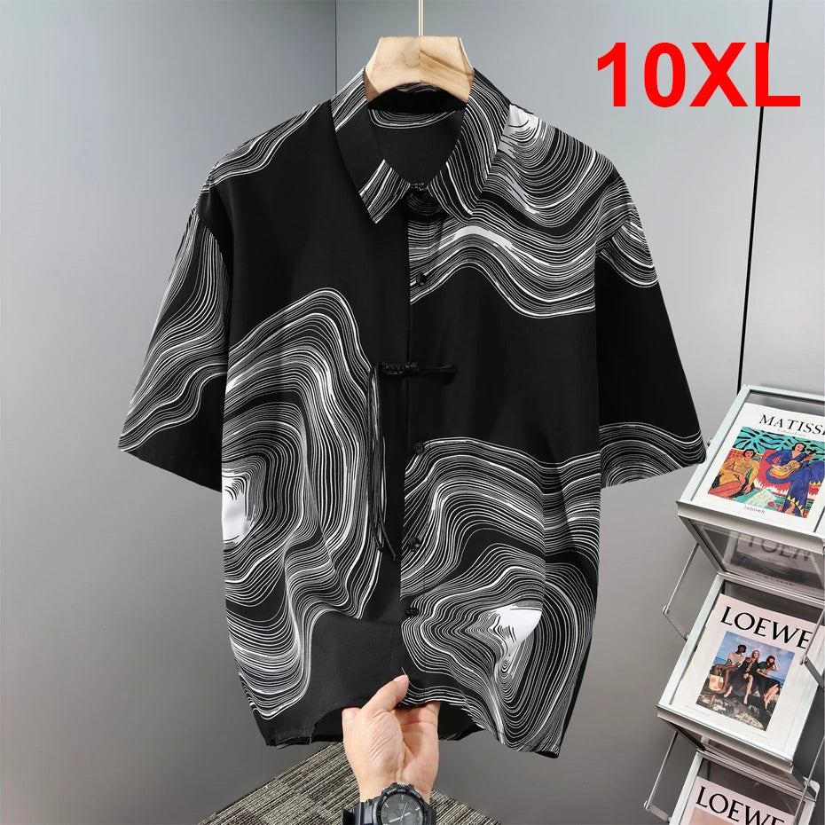 Hawaiian Beach Short Sleeve Shirts Men Summer Cool Shirts 10XL Plus Size Male Shirts Big Size 10XL