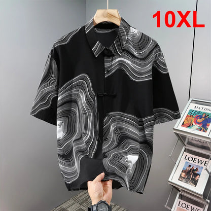 Hawaiian Beach Short Sleeve Shirts Men Summer Cool Shirts 10XL Plus Size Male Shirts Big Size 10XL