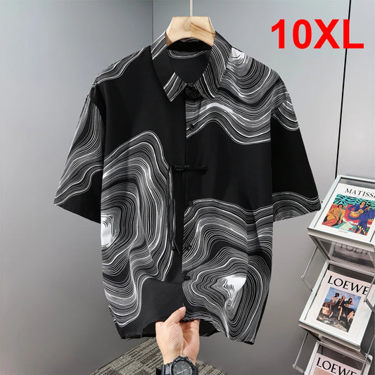 Hawaiian Beach Short Sleeve Shirts Men Summer Cool Shirts 10XL Plus Size Male Shirts Big Size 10XL