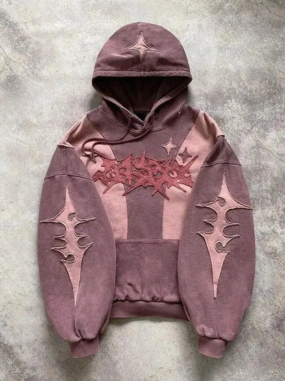 Street style high-end English embroidery college hoodie
