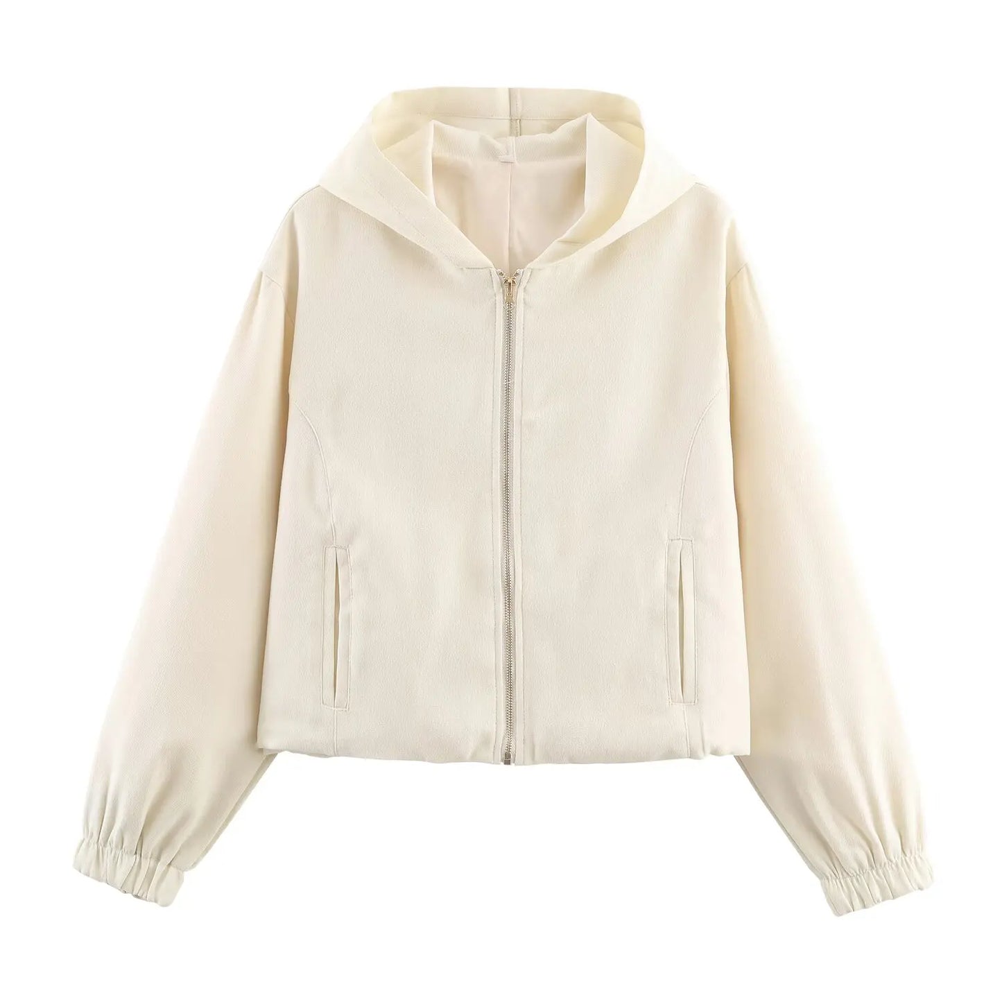 HH Women Fashion Pants Suit Solid Long Sleeves Pocket Hooded Zipper Short Jacket+Casual Loose Drawstring Street Wide Leg Pants