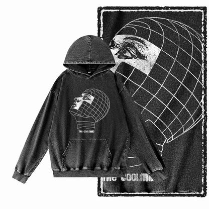 G15 Acid Washed Black Cool 100% Cotton COOLMIND  Printed Men's Hoodies |  Streetwear Big Size O-neck men's Hoodie