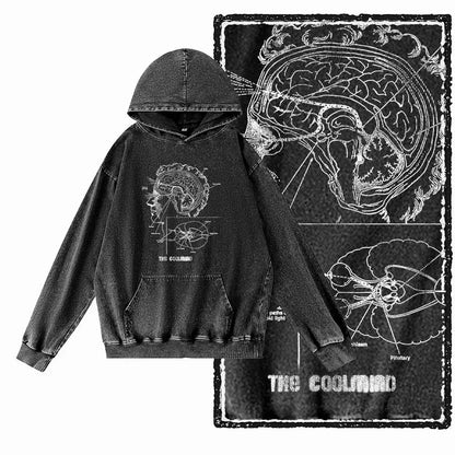 G15 Acid Washed Black Cool 100% Cotton COOLMIND  Printed Men's Hoodies |  Streetwear Big Size O-neck men's Hoodie