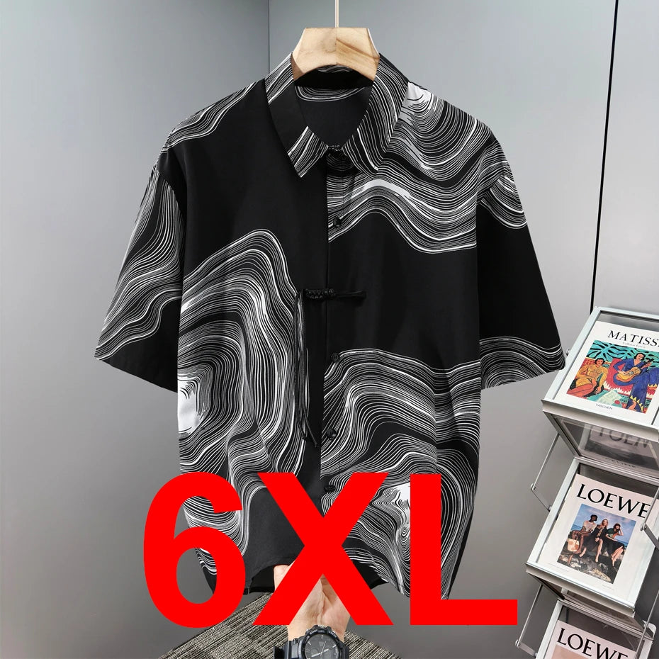 Hawaiian Beach Short Sleeve Shirts Men Summer Cool Shirts 10XL Plus Size Male Shirts Big Size 10XL