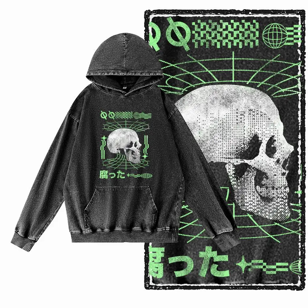 G15 Acid Washed Black Cool 100% Cotton COOLMIND  Printed Men's Hoodies |  Streetwear Big Size O-neck men's Hoodie
