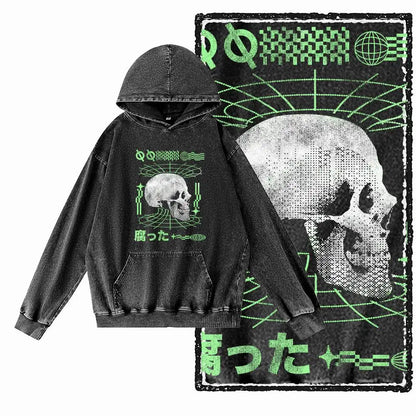 G15 Acid Washed Black Cool 100% Cotton COOLMIND  Printed Men's Hoodies |  Streetwear Big Size O-neck men's Hoodie