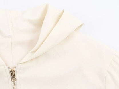 HH Women Fashion Pants Suit Solid Long Sleeves Pocket Hooded Zipper Short Jacket+Casual Loose Drawstring Street Wide Leg Pants