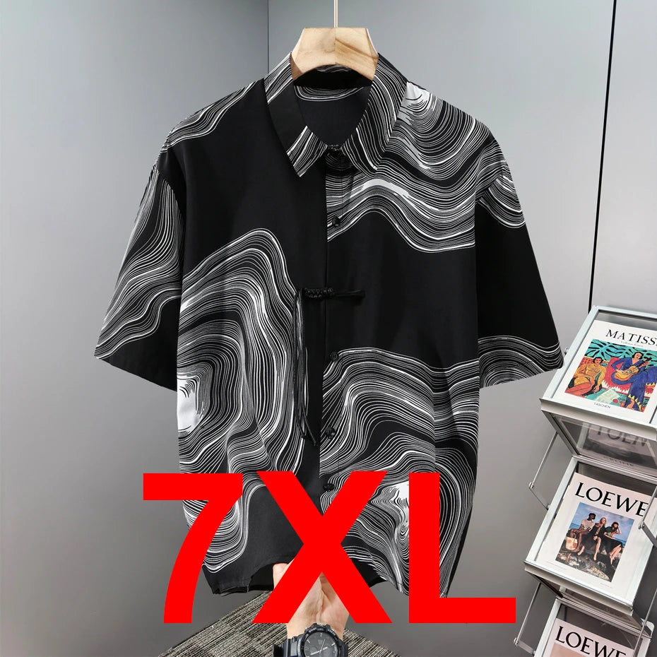 Hawaiian Beach Short Sleeve Shirts Men Summer Cool Shirts 10XL Plus Size Male Shirts Big Size 10XL